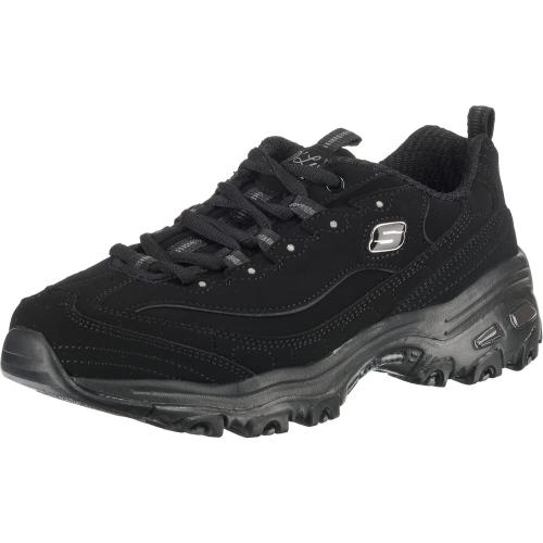 Size 6 color Black Skechers Women's D'Lites-Play on Fashion Sneaker