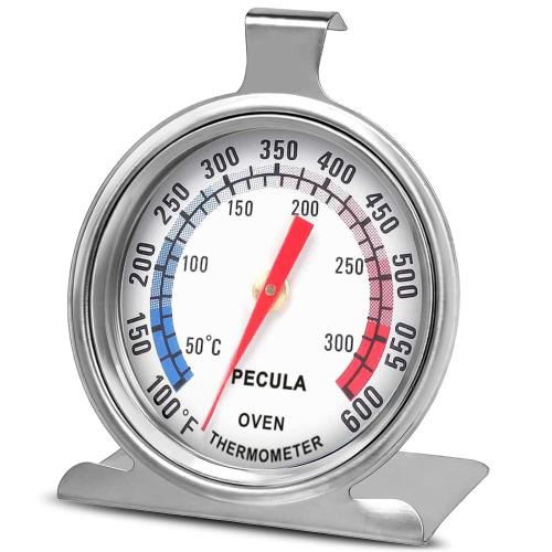 Stainless Steel Oven Thermometer 50-300°C/100-600°F, Analog Instant Read, Battery-Free Kitchen Cooking Thermometer, Hook & Stand Design Food Thermometer for Oven, Grill, Smoker, Fryer
