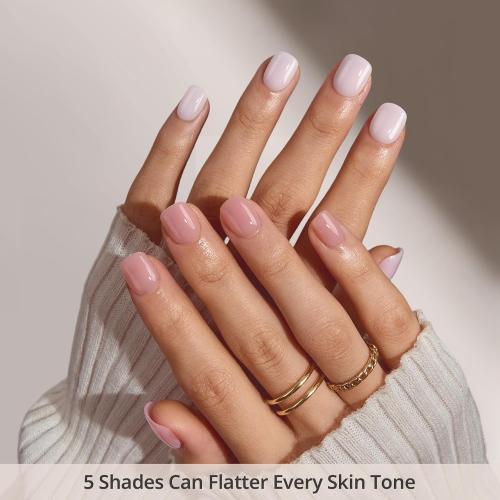 BTArtboxnails XCOATTIPS Bare 5-Shade Nude Press On Nails, XXS Squoval 160Ct