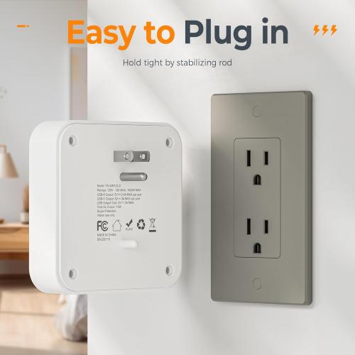 Multi Plug Outlet Extender, TESSAN Surge Protector Splitter with 3 USB (1 USB C Port) Wall Charger, Multiple Expander for Travel, Home, College Dorm Room