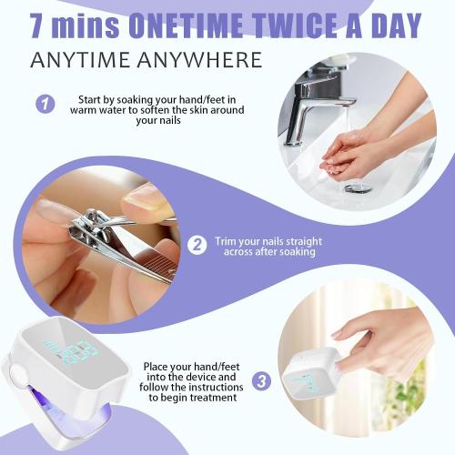 Nail Fungus Laser Treatment LED Light Device - Toenail Fungus Treatment, Solution for Damaged Discoloration of Thick Toenails and Fingernails, White