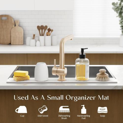 30 Inch Faucet Mat for Kitchen Sink - Instant Dry Sink Protector for Countertop, Extra-Long Diatomaceous Earth Stone Sink Tray Around Faucet for Kitchen Bathroom RVs (Light Grey, 30 x 3.9)