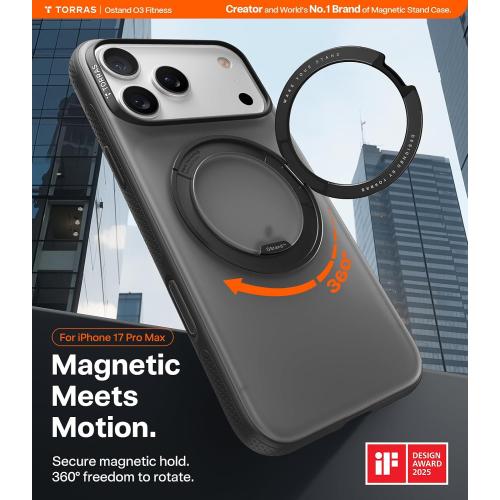 TORRAS 360 Magnetic Stand for iPhone 17 Pro Max Case, O3 Fitness Series