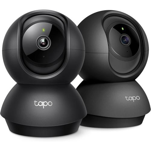 Tapo TP-Link 2K Pan/Tilt Indoor Security Camera for Baby Monitor, Pet Camera, Motion Detection & Tracking, 2-Way Audio, Cloud & SD Card Storage, Works w/Alexa & Google Home, Black, C211(2-Pack)