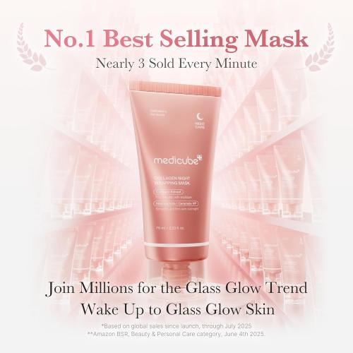 medicube Wrapping Mask Collagen Overnight Peel Off Facial Mask | Elasticity & Hydration Care, Reduces Sagging & Dullness | Hydrolyzed Collagen For Glowing Skin | Korean Skin Care, 2.53 fl.oz