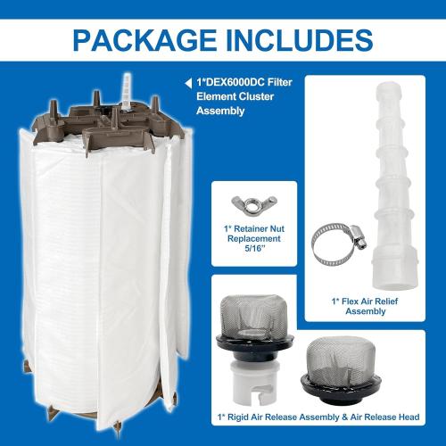 DEX6000DC Filter Element Cluster Assembly Replacement for Hayward 60 sq.ft. Pro-Grid PermaGlass-XL DE6020 Series Cartridge Filter