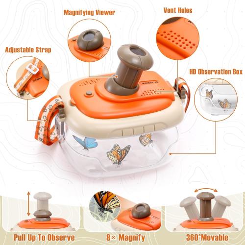 16PCS Explorer Kit & Bug Catcher Kit for Kids, Safari Costume & Camping Gear with Binoculars, Compass, Butterfly Net, Outdoor Toys STEM Gift for Toddlers, Kids Boys & Girls 3-5-7 Years Old