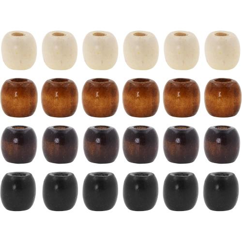 Mandala Crafts 200 Natural Light Brown Black Brown Large Hole Barrel Wooden Beads for Crafts Macrame DIY Jewelry Braid Dreadlock Hair Beads