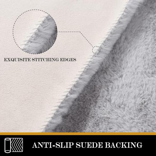 Latepis Area 6x9 Fluffy Grey Rugs Washable Faux Rabbit Fur Rug Large Fuzyy Shag Rugs for Living Room Plush Throw Bedroom Rug Shaggy Nursery Home Decor