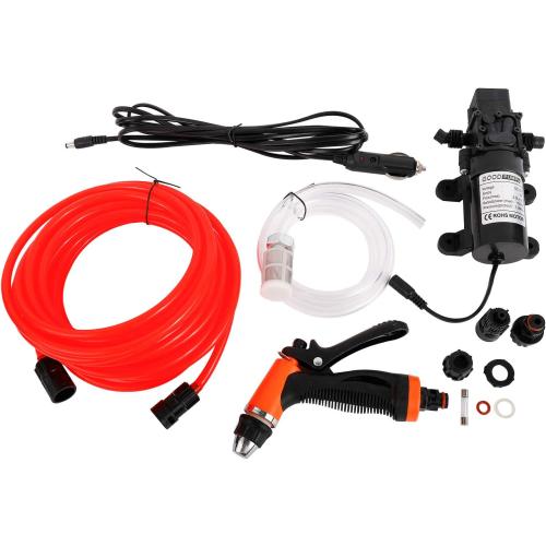 PetierWeit Car Cleaning Wash Pump DC 12V 100W 145 PSI High Pressure Portable Washdown Deck Pump Self-Priming Quick Car Cleaning Wash Pump with Electrical Washer Kit