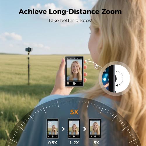 Selfie Monitor Screen for Phone with USB-C Remote Control, Magnetic Wireless Back Camera Mirroring 4K 30fps Recording, Speaker, 3 Brightness, for Vlog Live Stream(Not for iPhone17 Series&Google Pixel)