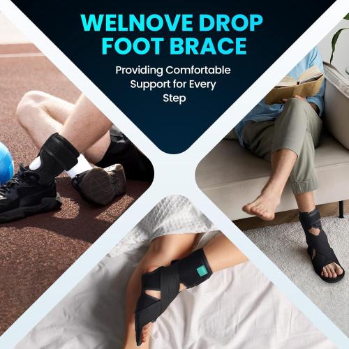 Welnove AFO Foot Drop Brace – Adjustable Lightweight Ankle Support Keeps Foot at 90° Dorsiflexion – Relieves Drop Foot, Achilles Tendonitis, Ankle Sprain