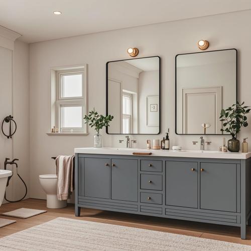 22x28 Black Rectangle Bathroom Mirrors for Over Sink, Bathroom Vanity Mirror for Wall, Black Metal Frame Rectangular Mirror for Restroom Powder Room Toilet, Shatterproof, Tempered Glass