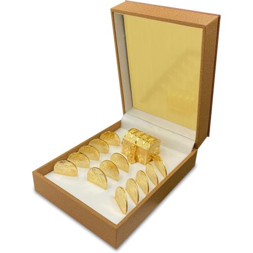 Customizable Wedding Unity Coins 24K Gold Plated with Case, Treasure Box, Arras Matrimoniales (Virgen)