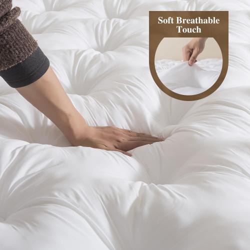 WhatsBedding 5 Inch Memory Foam Mattress Topper (Queen, 60x80),Deep Pocket | 2000GSM Fluffy Shredded Memory Foam Filled, Extra Soft Pillow Top for Back Pain Relief, Thick & Supportive Bed Topper