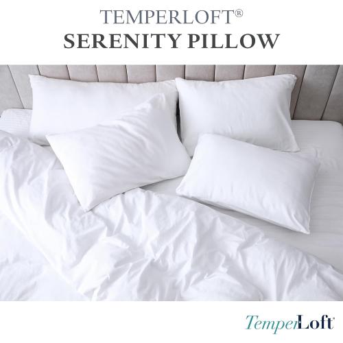 TemperLoft Serenity Pillows King (Set of 2), Down/Down Alternative Fill, 20x36, 100% Cotton Cover, Found in Leading Hotels Nationwide Hospitality Quality Delivered to Your Home