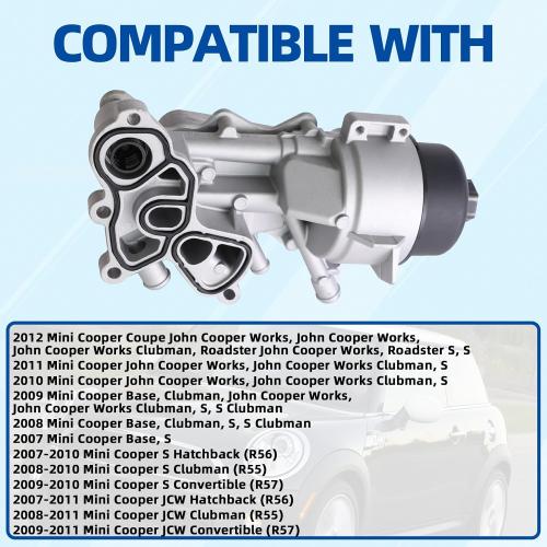 MITZONE N14 Oil Cooler Filter Housing Assembly Compatible with Mini Cooper S JCW R55 R56 R57 2007 2008 2009 2010 2011 1.6L
