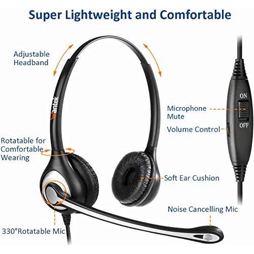 Wantek Cisco Phone Headset with Microphone Noise Cancelling, RJ9 Telephone Headsets Compatible with Cisco Office Phones 7940 7942 7945 7960 7962 7965 7811 7821 8811 8841 8845 8851 Plantronics M12 M22