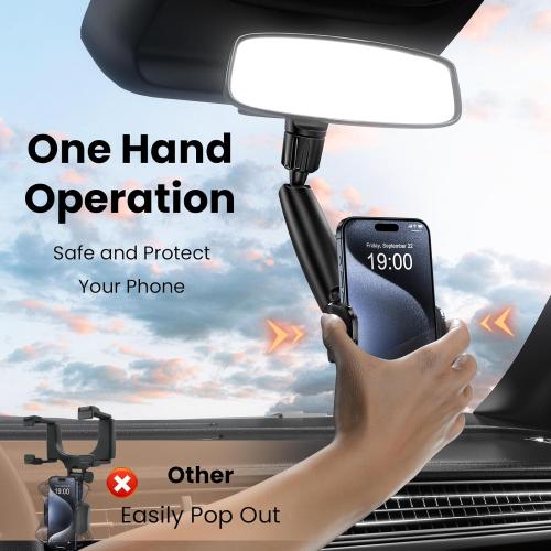 Phone Holders for Your Car, Rear View Mirror Phone Holder, 360° Rotating Car Phone Holder Mount Compatible with All 4-7 iPhone and Android Cell Phones