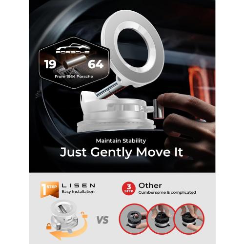 LISEN for Magsafe Car Mount, Cell Phone Holders for Your Car, Magnetic Car Accessories for Women Men Jeep Truck, Vacuum Gifts for iPhone 17 Pro Max 16 15 14 13 12, Samsung S25, Pearl White