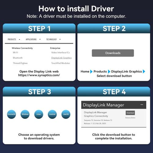 USB C KVM Switch 2 Monitors 4 Computers Docking Station 4K60Hz for Windows/Mac Thunderbolt KVM with Displaylink Support USB3.0/USB C in DP/HDMI Out Extended/Mirrored Mode for M1 M2 M3 M4 (1 box not 2)