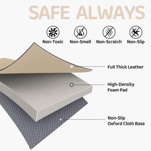 Beige Bella’s Friends Foldable Baby Play Mat for Floor, 47x47 Vegan Leather Playpen Mat, 1.5 Extra Thick Foam, Non-Toxic, Wipe-Clean, Travel-Ready, Non-Slip Crawling Mat for Kids Toddlers&Infants, Beige