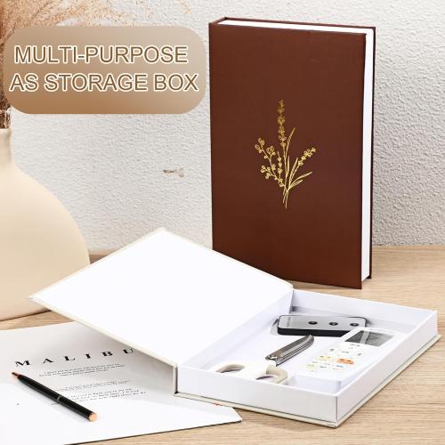 Set of 2 Aesthetic Decorative Books Boxes, Faux Books Stacked for Decoration for Coffee Tables Modern Home Bookshelves Decor, Fake Fashion Photo Storage Boxes(Beige Terracotta)