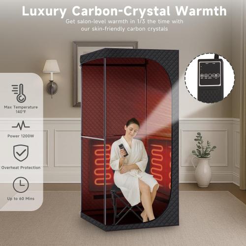 Portable Infrared Sauna Tent for Home, 5-Layer Insulated Dry Sauna with Fast Heating Generator, Red Light Therapy, Folding Chair Waterproof Design for Detox, Relaxation Weight Loss