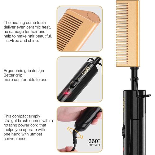DAN Technology Small Ceramic Hot Comb for Lace Front Wigs - Dual Voltage, Fast Heating Straightener for Black Hair and Wigs