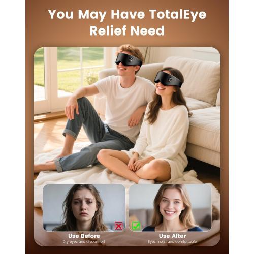 Anydance Heated Eye Mask - Cordless Eye Mask for Dry Eyes, Eye Relief, Improved Sleep, Timed Shutdown, 4 Temperature, Washable Eye Heating Pad for Travel, Removable for Cleaning - Black