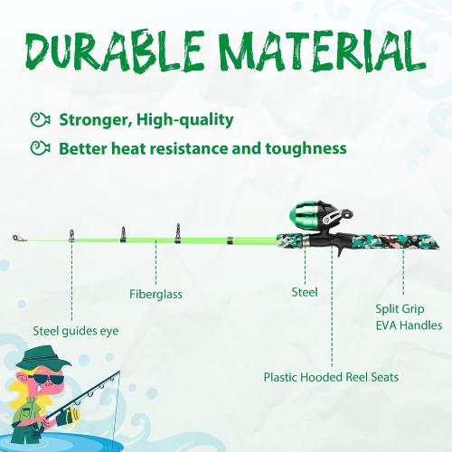 WIDDEN Kids Fishing Pole with Reel Beginner Kit for Boys Girls Ages 3-12