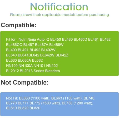 Blender Replacement Parts for Ninja, 24oz Ninja Blender Cups with To-Go Lids, 7 Fins Extractor Blade, Compatible with Nutri Ninja Auto iQ Blenders BL2012 BN801 BL480-30 BL640-30 BL642-30 NN100-30