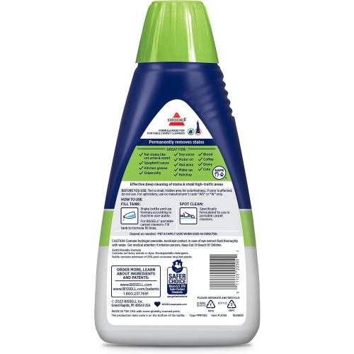 BISSELL PET PRO OXY Spot & Stain Formula for Portable Carpet Cleaners, 32 oz., 2034