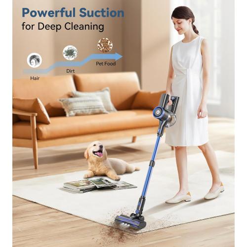 NADALY Cordless Vacuum Cleaner, Stick Vacuum with 3 Powerful Suction Modes, Max 45 Mins Runtime, Anti-Tangle Vacuum Cleaner for Home, 8-in-1 Rechargeable Vacuum for Carpet, Pet Hair, Hard Floors