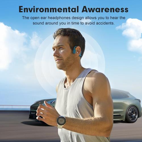 Bone Conduction Headphones Head Set Bluetooth Sport Open Ear Headphones Wireless Bluetooth Cycling Ear Bone Headphones Bluetooth with Mic Waterproof Bone Conducting Earphones for Running Workout Gym