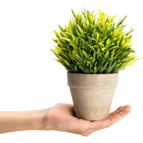 Velener Artificial Grass Potted Plant - Emerald Green Home Decor, Pumpkin Topiary Outdoor & Indoor Fall Plants Home Decor Accents, Coastal Kitchen, Countertops, Classroom, Farmhouse Christmas Decor