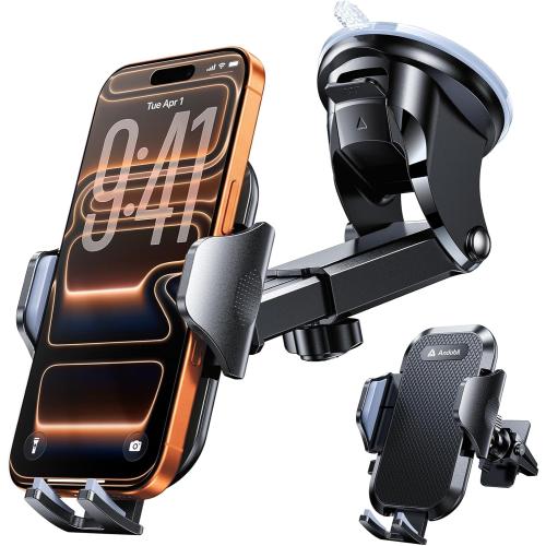 andobil 2025 Military-Grade Car Phone Holder [Upgraded Strongest Suction & Clip] Phone Holders for Your Car, Dashboard Windshield Vent Car Phone Mount for iPhone 17 Pro Max 16 15 14 13 12 Android
