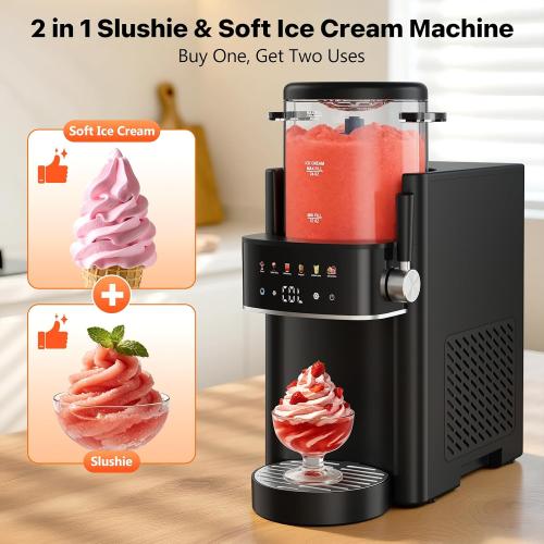Slushie Machine for Home, Ice Cream Maker, 40OZ Capacity, Black | Slushy Margarita Frozen Drink Soft Serve Ice Cream Machine, 6 Preset, No Ice Needed, Fast Freeze, Temp Control, Easy to Clean