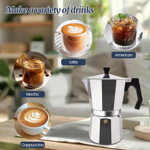 14 Cup Moka Pot Aluminum 700ml Italian Coffee Maker Stovetop Espresso CoffeeMakers Mocha Pot Percolator Greca Coffee Maker for Electric Ceramic Stove Portable for Easy Brewing