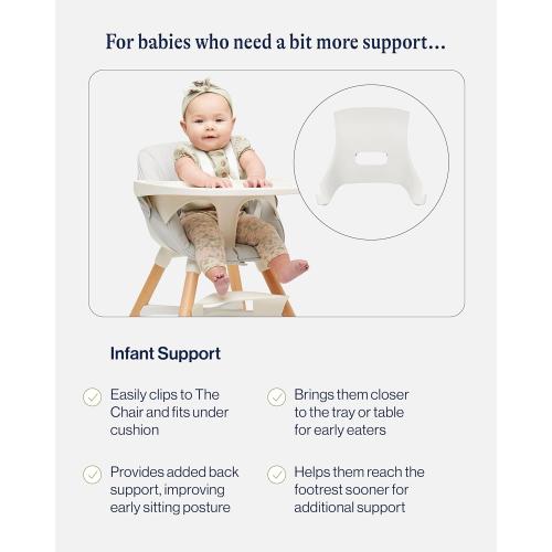 Lalo The High Chair Infant Kit - Convertible Wooden High Chair for Babies & Toddlers with Infant Support & Cushion, Grows with Your Child, Dishwasher Safe Tray, Adjustable Footrest Coconut