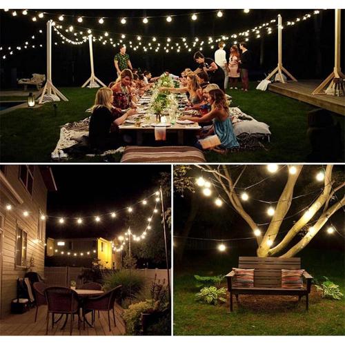 TREETDOBV 9.5m LED Outdoor String Lights, with 50 Shatterproof Bulbs, 8 Lighting Modes String Lamp,Waterproof Connectable Hanging Christmas Lights Garden Wedding Backyard Porch Balcony Party