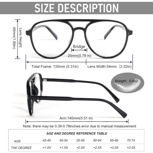 DXYXYO Retro Aviator Reading Glasses for Women, Mens Lightweight Blue Light Blocking Computer Readers
