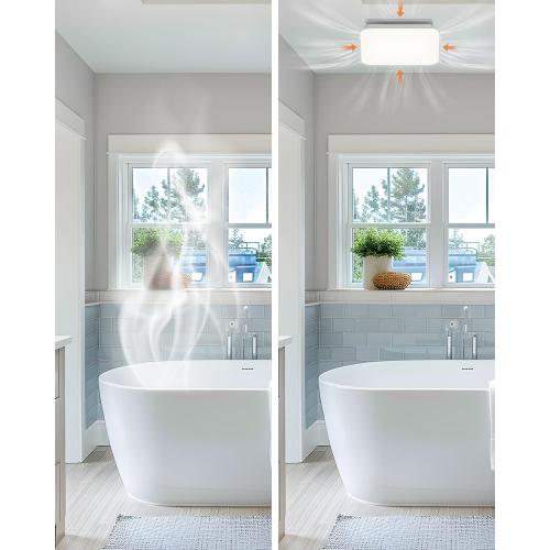 WHITE Fitop Bathroom Exhaust Fan with Light, 110 CFM 43W Ceiling Mount Shower Ventilation Exhaust with Light, 1.0 Sones Bathroom Vent with Light, Bathroom Fan 1200LM LED Light 3000K/4000K/5000K