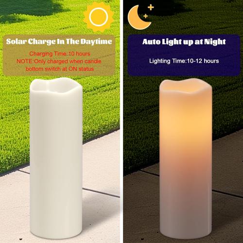 14 Large Outdoor Solar Flameless Candles Waterproof Dusk to Dawn