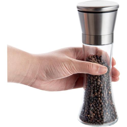 Restaurantware-Vetri 6.3 Ounce Kitchen Salt And Pepper Shaker, 1 Table Salt Shaker With Lid - Clear Finish, Glass Pepper Dispenser, Refillable, Diswashable