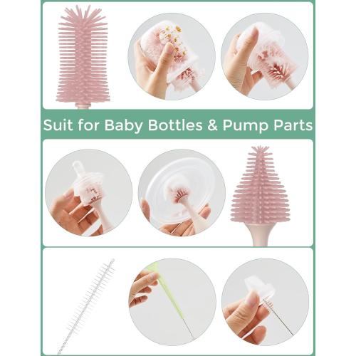 Momcozy Baby Bottle Brush Kit, Push-Press Foam Design, Pink