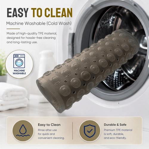 COLOR BLACK Bathtub Mat Non-Slip, 39 x 15.5 Extra Long Shower Mat with Suction Cups, Anti Mold BPA Free & Machine Washable Textured Bath Mat for Tub, Ideal for Kids, Seniors & Pregnant Women