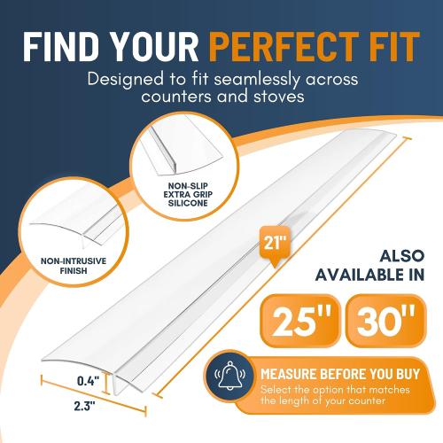 Linda's Essentials Silicone Stove Gap Covers (2 Pack), Heat Resistant Oven Gap Filler Seals Gaps Between Stovetop and Counter, Easy to Clean Stove Gap Guard (21 Inches, Clear)