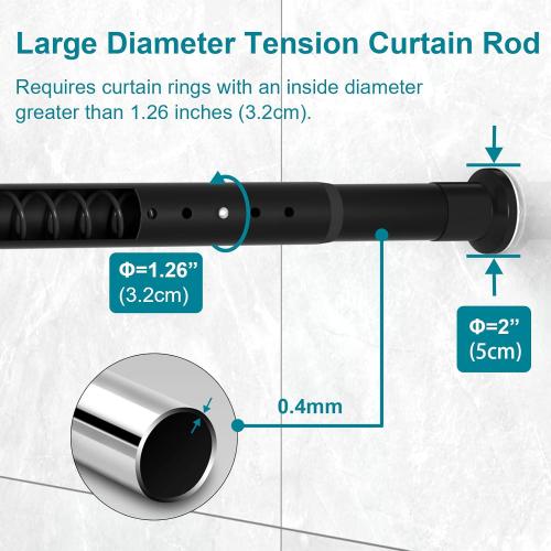 Oxdigi Tension Shower Doorway Curtain Rod/Adjustable 82.7-102.4 inches No Drilling Window Curtain Rod for Bethroom, Indoor Decor/Matt Black