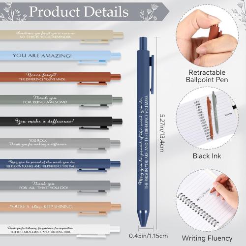 Employee Appreciation Gifts Bulk Thank You Spiral Notebook with Sticky Notes Inspirational Quotes Pen Bulk Gift for Coworker Valentine Teacher Groups Office Staff(Fresh Color,20 Sets)
